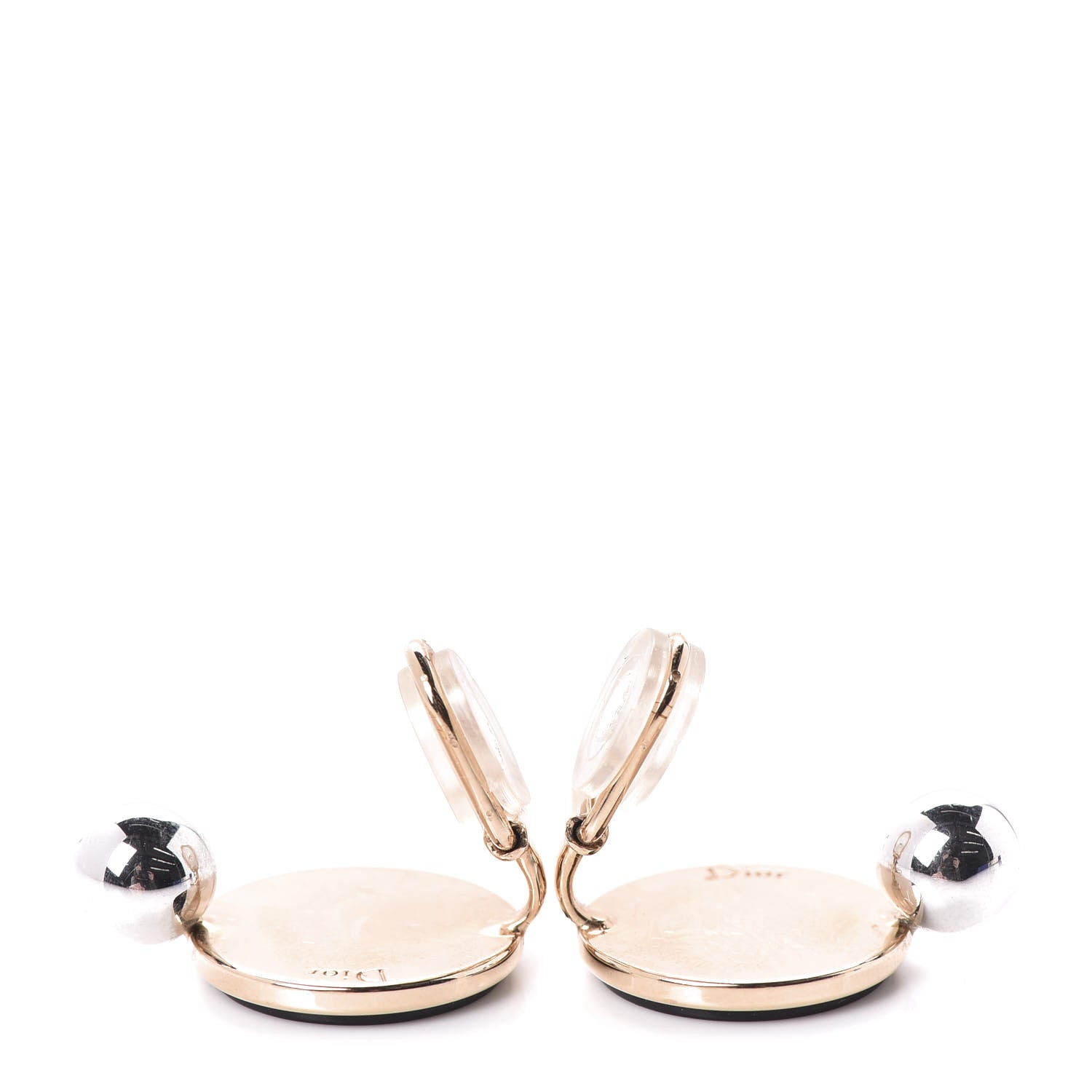 Christian Dior Resin Clip On Earrings Black Gold Silver 3 of 5