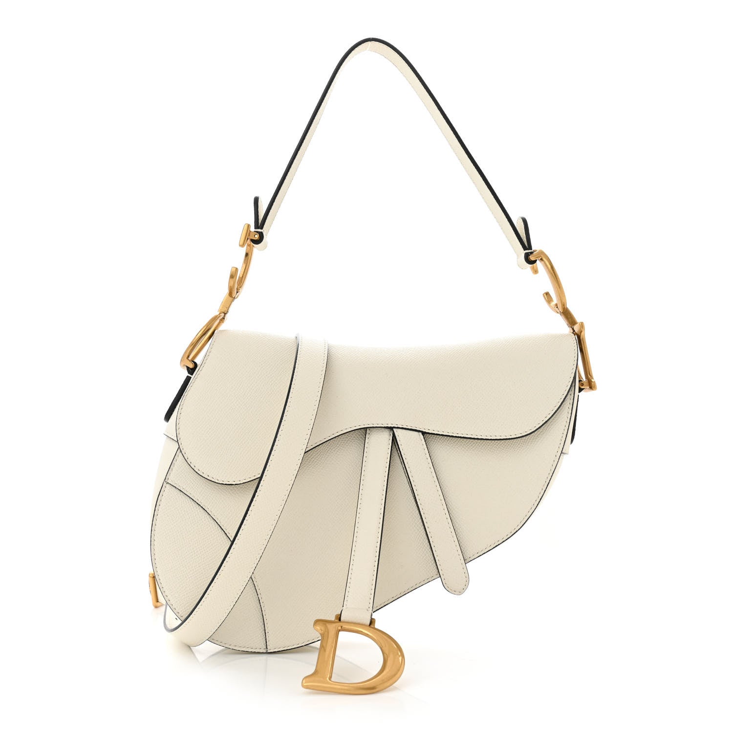 Christian Dior Grained Calfskin Saddle Bag With Strap Latte 1 of 11