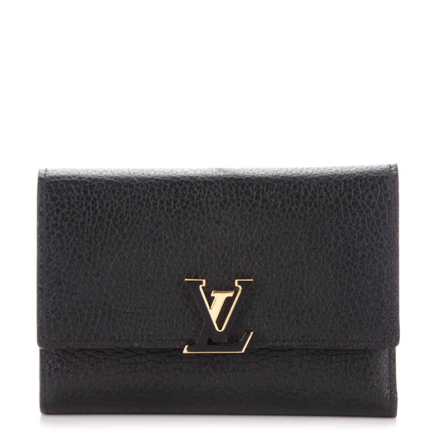 Louis Vuitton Taurillon Capucines Compact Wallet Black 1 of 7