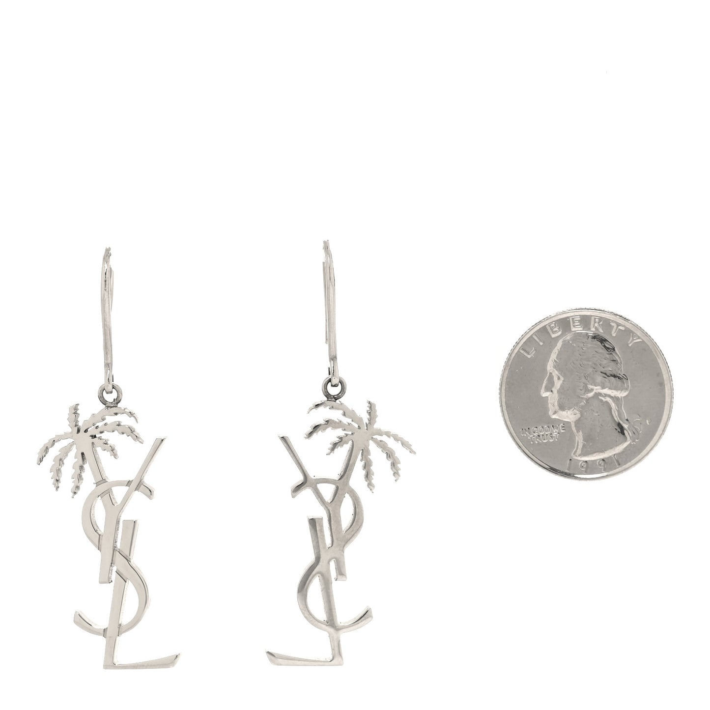 Metal Monogram Palm Earrings Silver