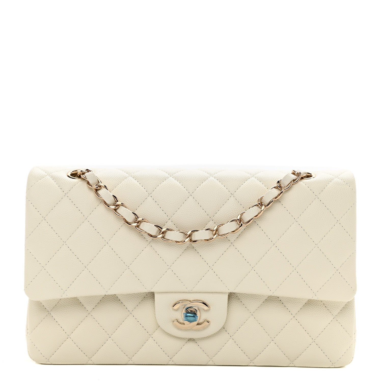 Chanel Caviar Quilted Medium Double Flap White 1 of 9