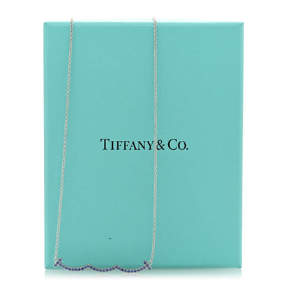 Tiffany 18K White Gold Blue Sapphire Wave Pendant Necklace 5 of 5