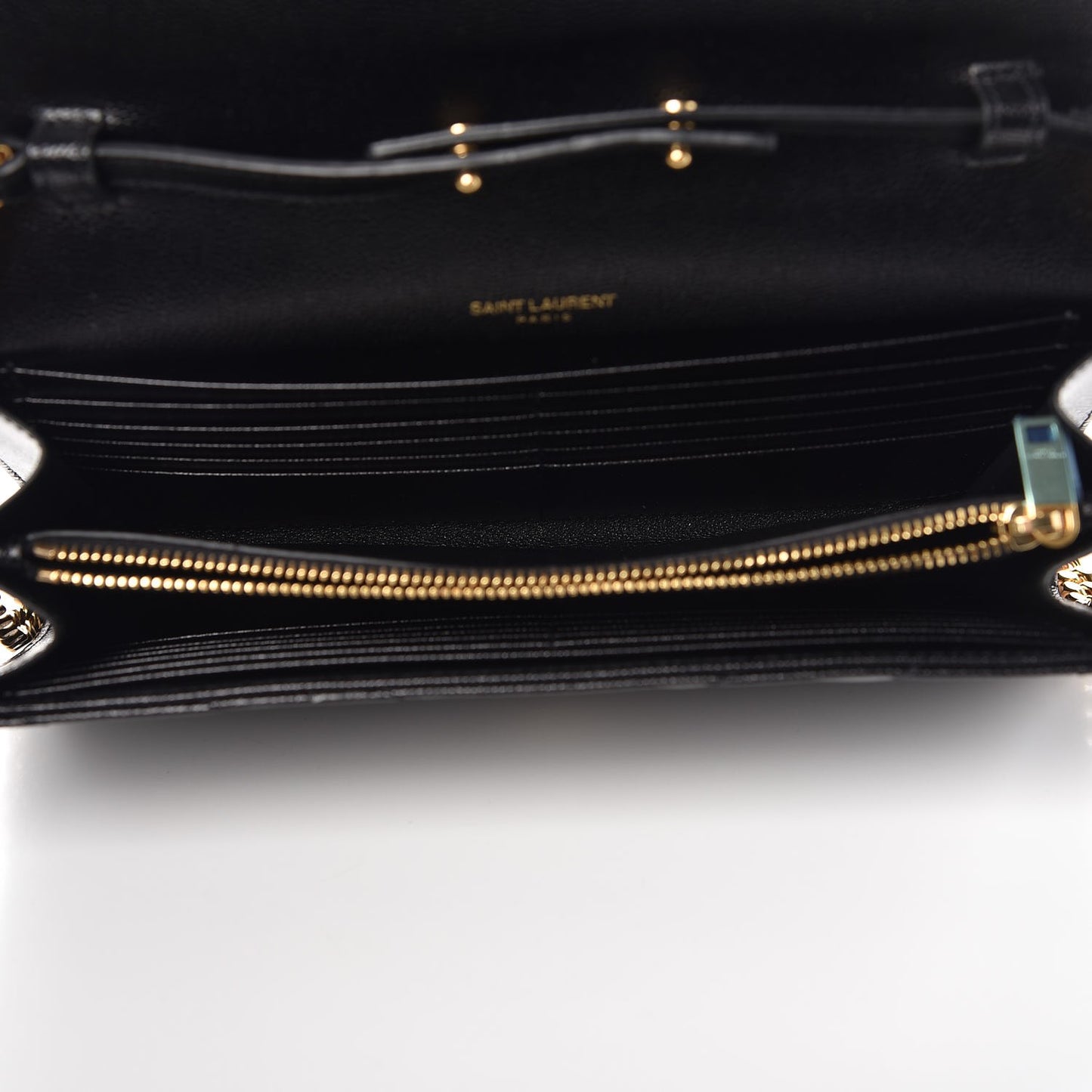 Grain De Poudre Matelasse Chevron Monogram Chain Wallet Black