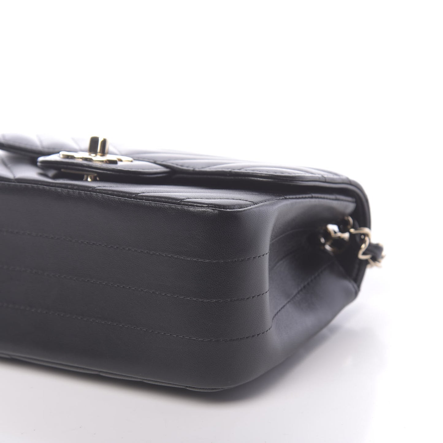 Lambskin Chevron Quilted Mini Square Flap Black