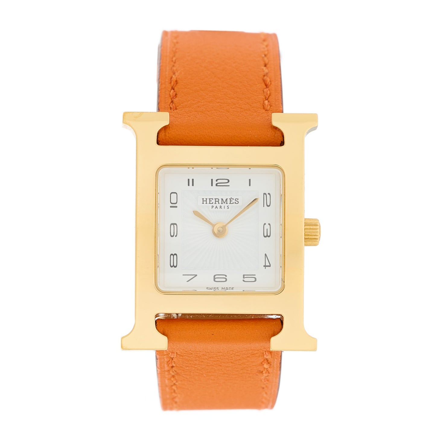 Stainless Steel Swift 21mm Heure H Hour Quartz Watch Orange
