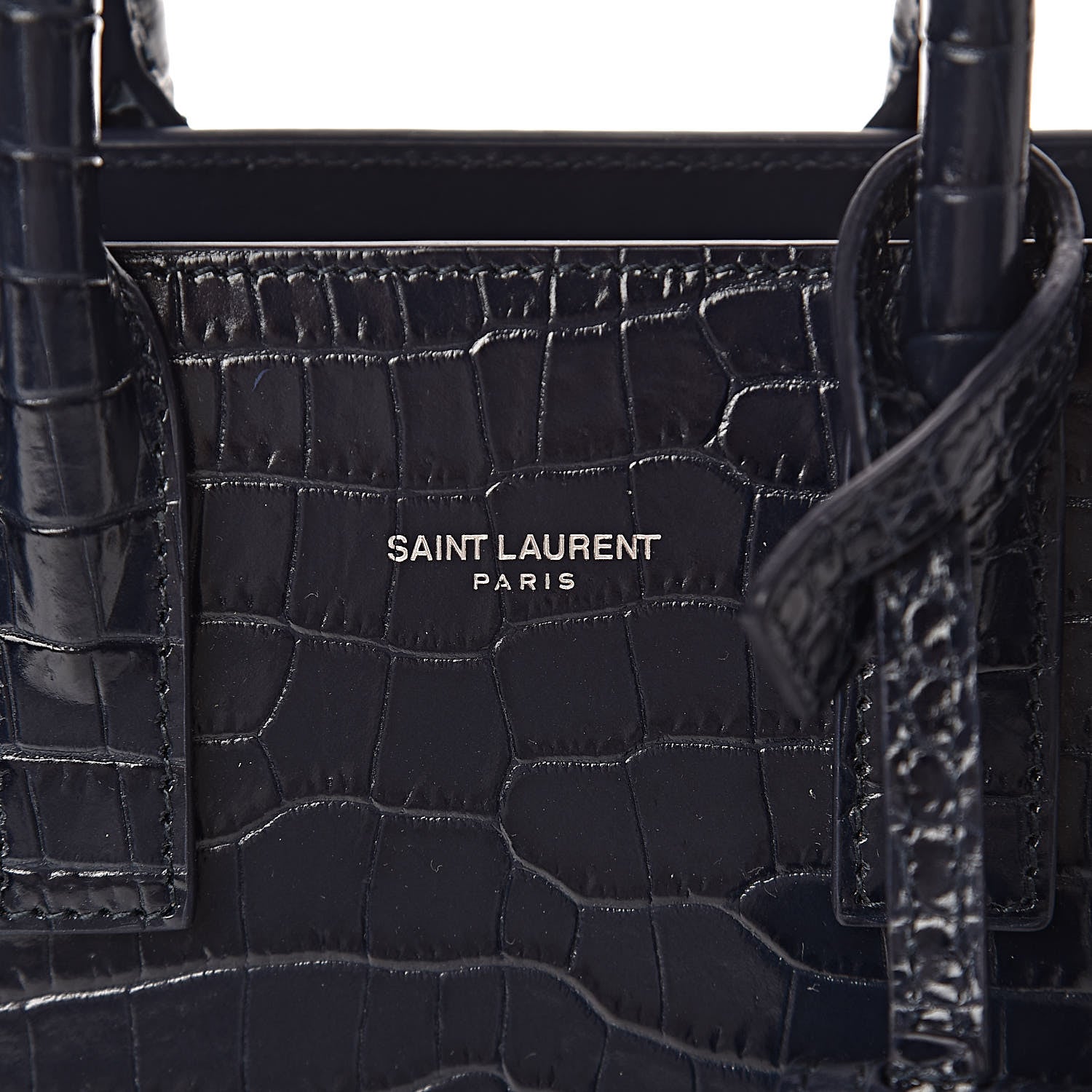 Saint Laurent Calfskin Crocodile Embossed Nano Sac De Jour Navy 11 of 11