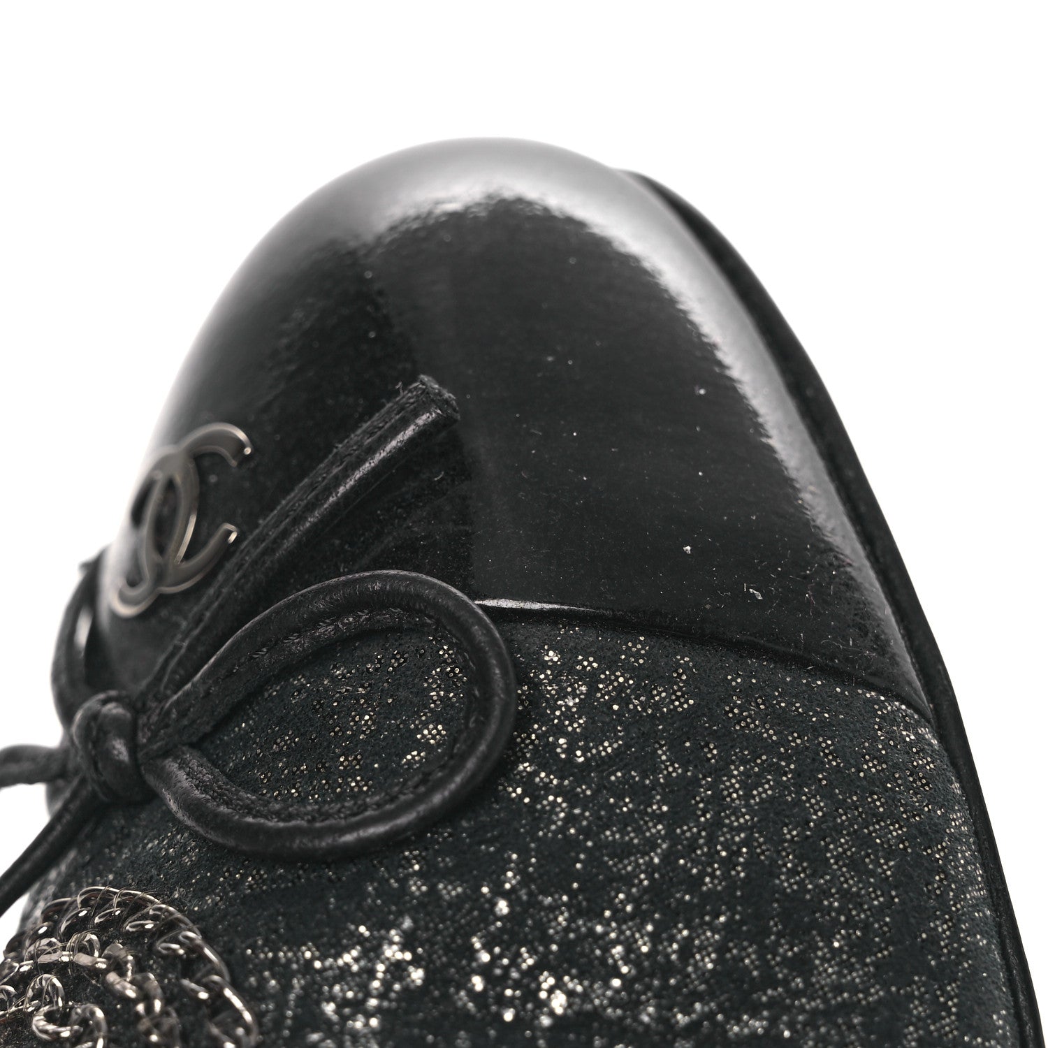 Chanel Metallic Tweed Patent Cap Toe CC Chain Ankle Booties 40 Black 12 of 12