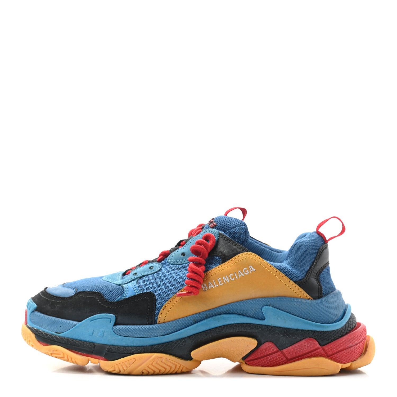 Balenciaga Fabric Mesh Nappa Mens Triple S Sneakers 42 Bleu Orange 1 of 14