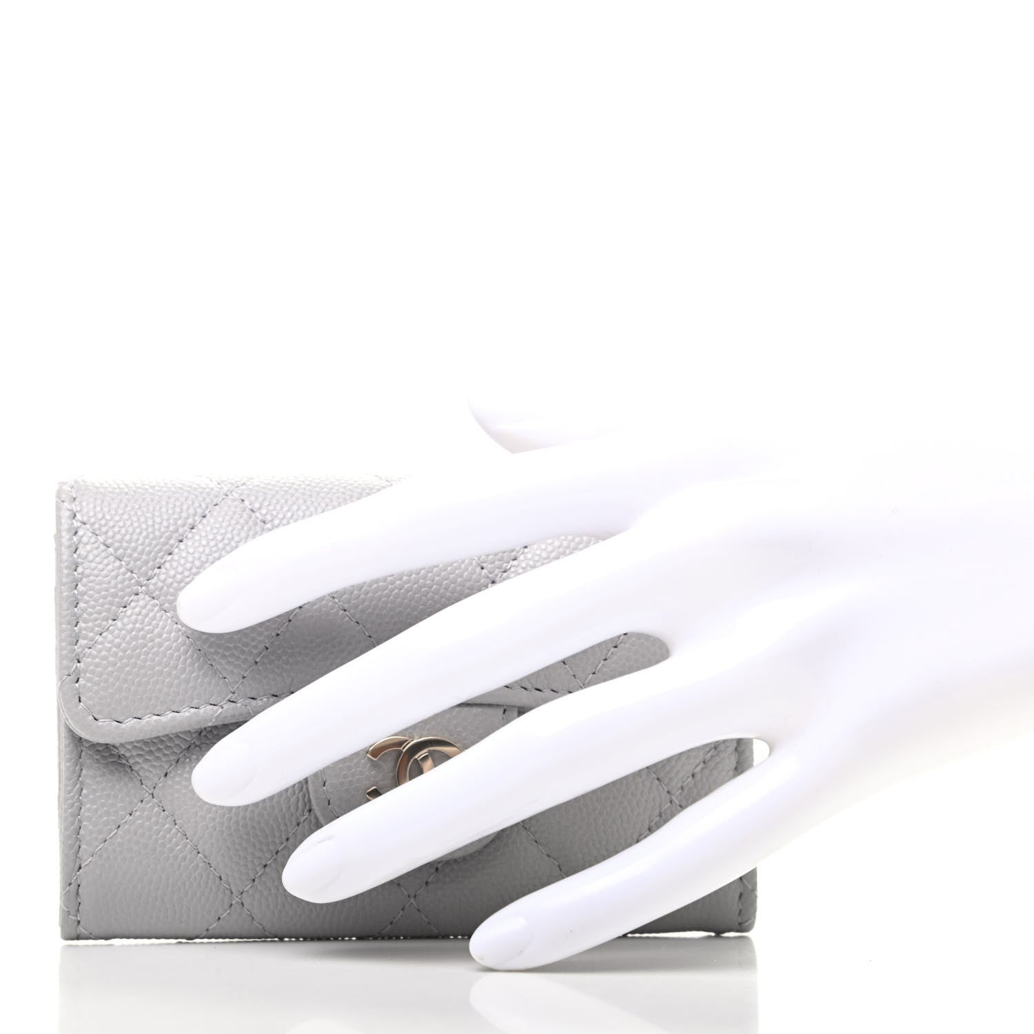 Chanel Caviar Quilted Flap Card Holder Wallet Grey 2 of 9