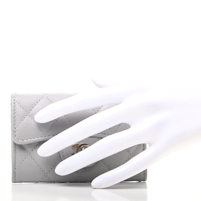 Chanel Caviar Quilted Flap Card Holder Wallet Grey 2 of 9