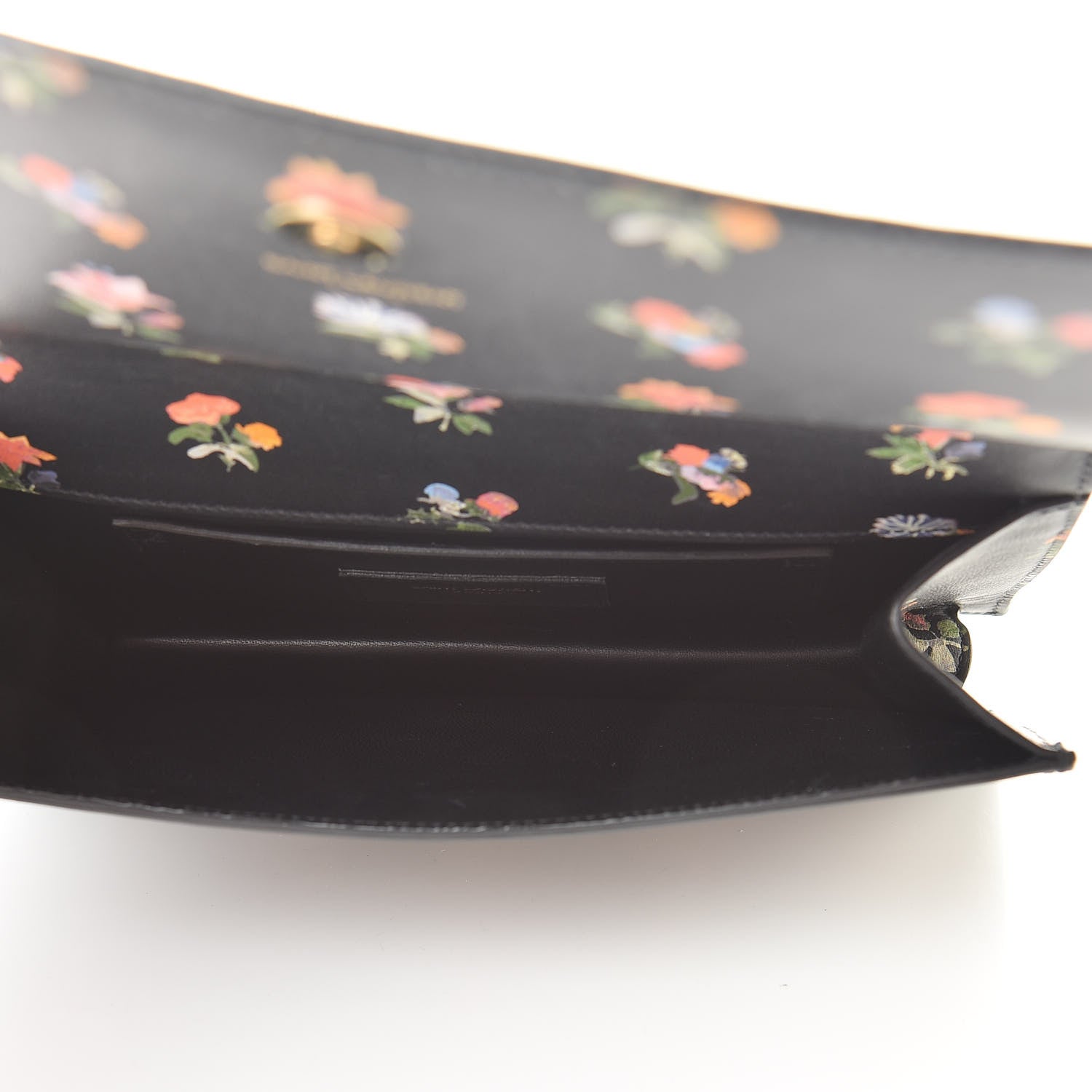 Saint Laurent Calfskin Prairie Flower Printed Small Monogram Clutch Black Multicolor 5 of 10