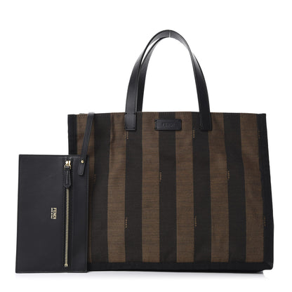 Fendi Pequin Small Shopping Tote Black Tobacco 1 of 11