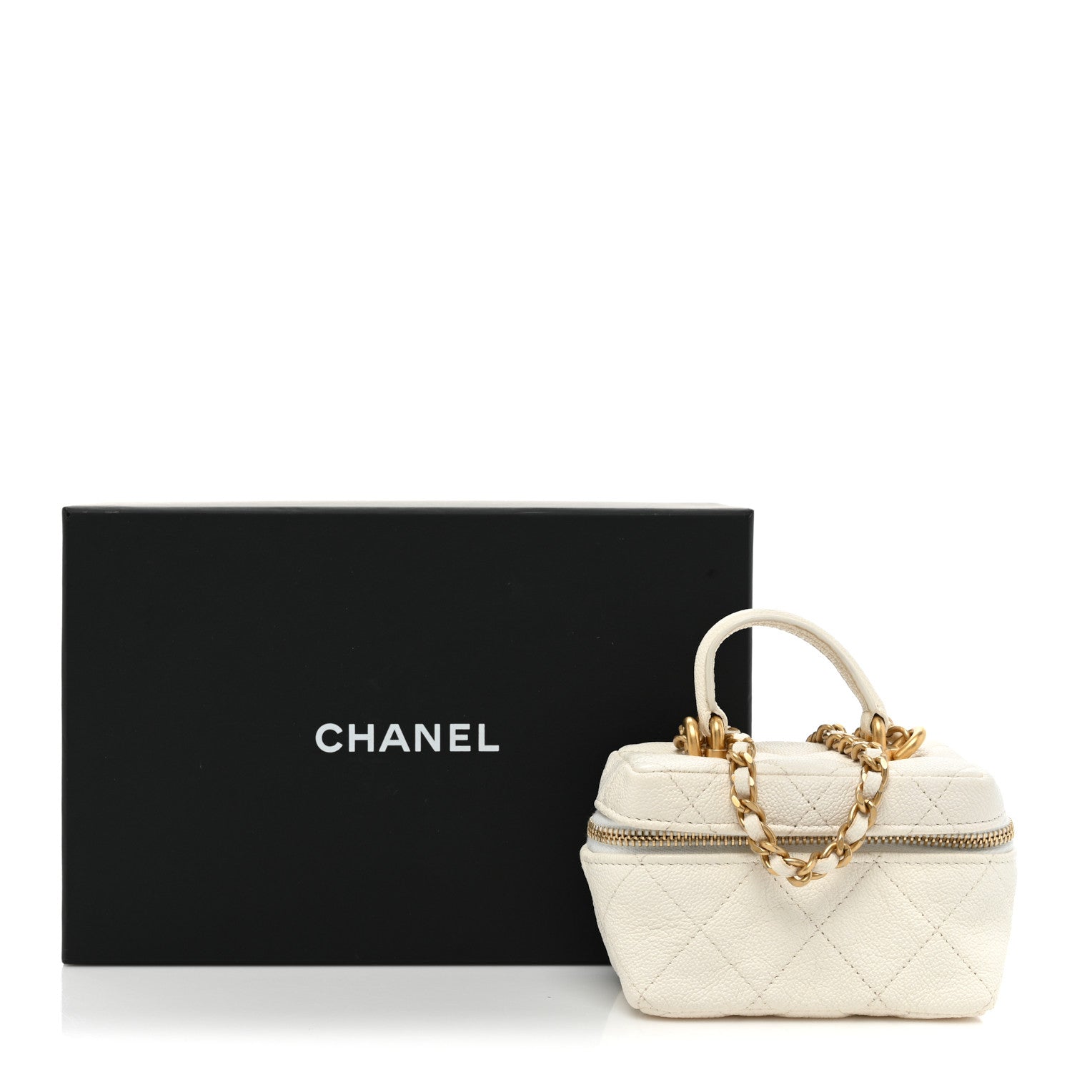 Chanel Caviar Quilted Mini Top Handle Vanity With Chain White 12 of 12