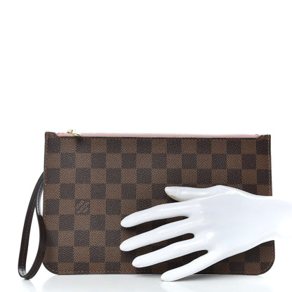 Louis Vuitton Damier Ebene Neverfull MM GM Pochette Rose Ballerine 2 of 9