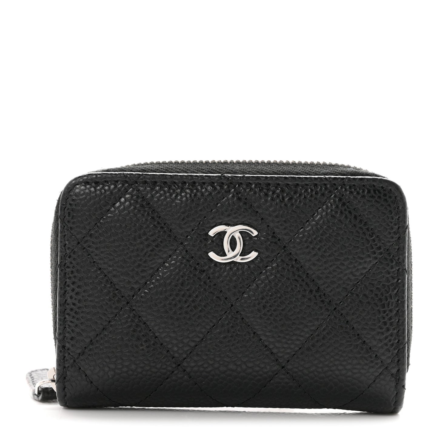 Caviar Quilted Zip Coin Purse Black