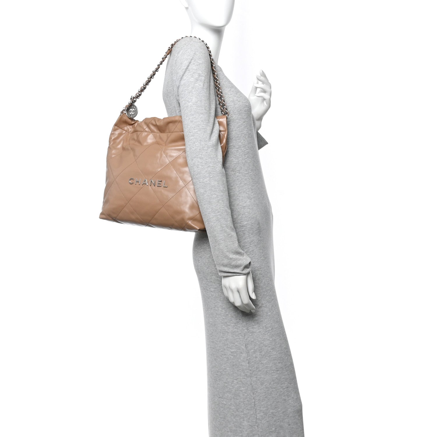 Chanel Shiny Calfskin Quilted Small Chanel 22 Beige 2 of 11