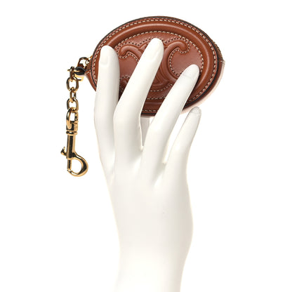 Celine Smooth Lambskin Small Triomphe Oval Coin Purse Tan 2 of 6