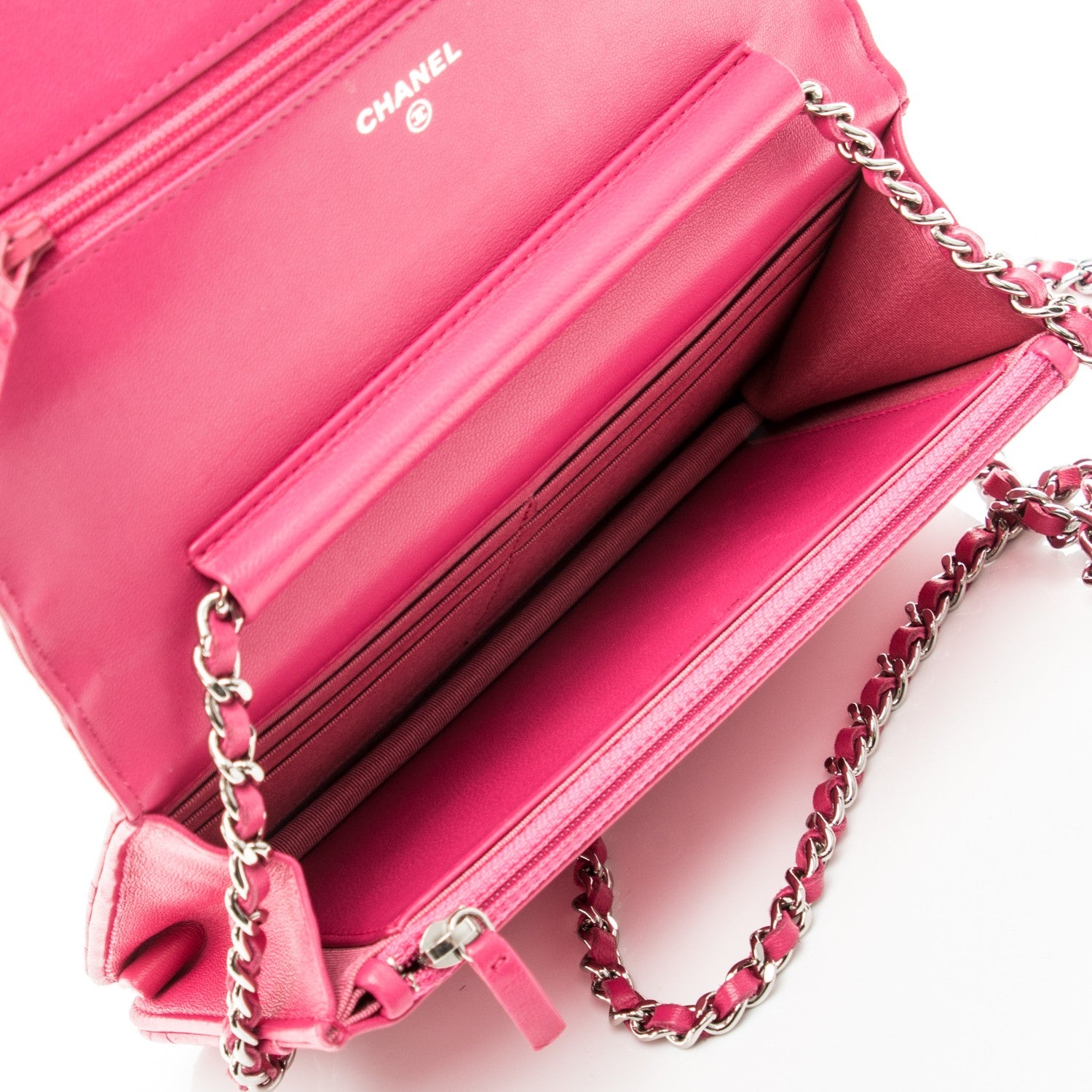 Chanel Lambskin Quilted Wallet On Chain WOC Pink 5 of 7