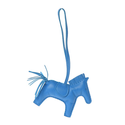 Hermes Milo Lambskin Grigri Rodeo Horse Bag Charm MM Bleu Zanzibar 1 of 3