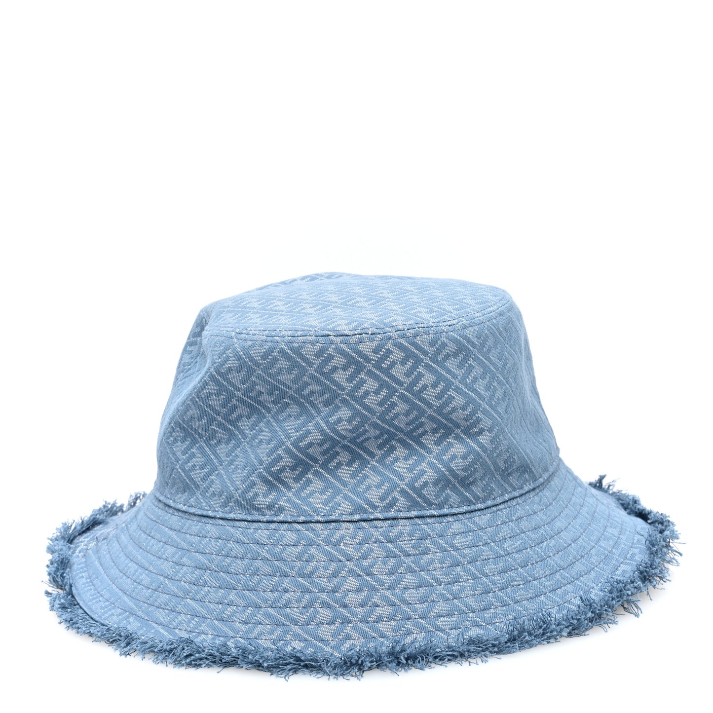 Denim Frayed FF Bucket Hat L Blue