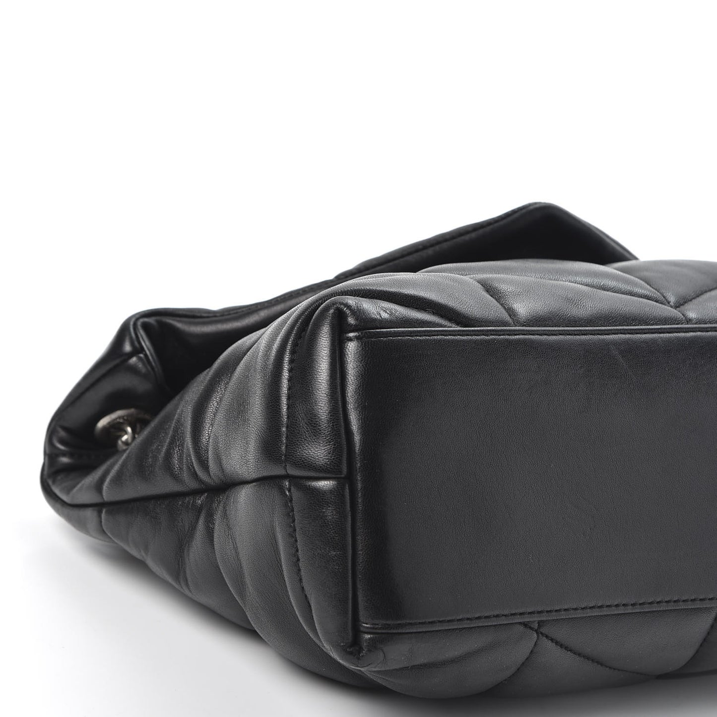 Lambskin Quilted Small Loulou Puffer Monogram Chain Satchel Black