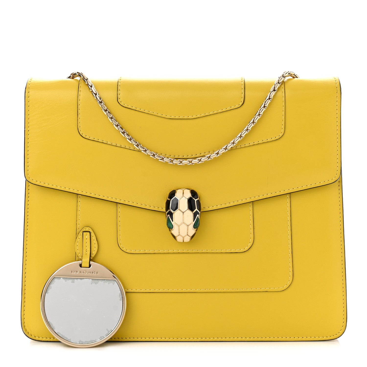 Bulgari Calfskin Serpenti Forever Shoulder Bag Yellow 1 of 14