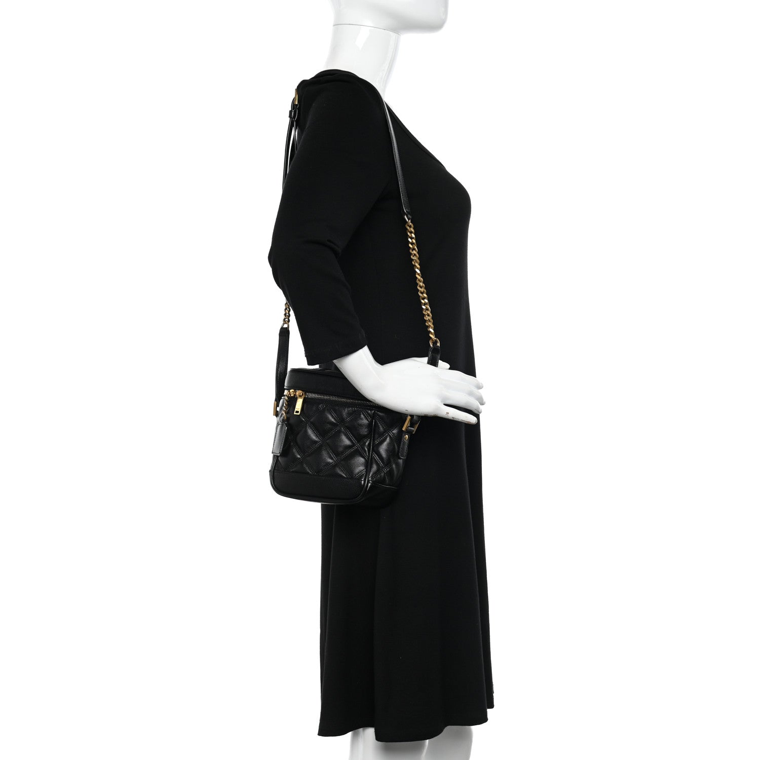 Saint Laurent Grain de Poudre Quilted 80's Vanity Bag Black 2 of 9