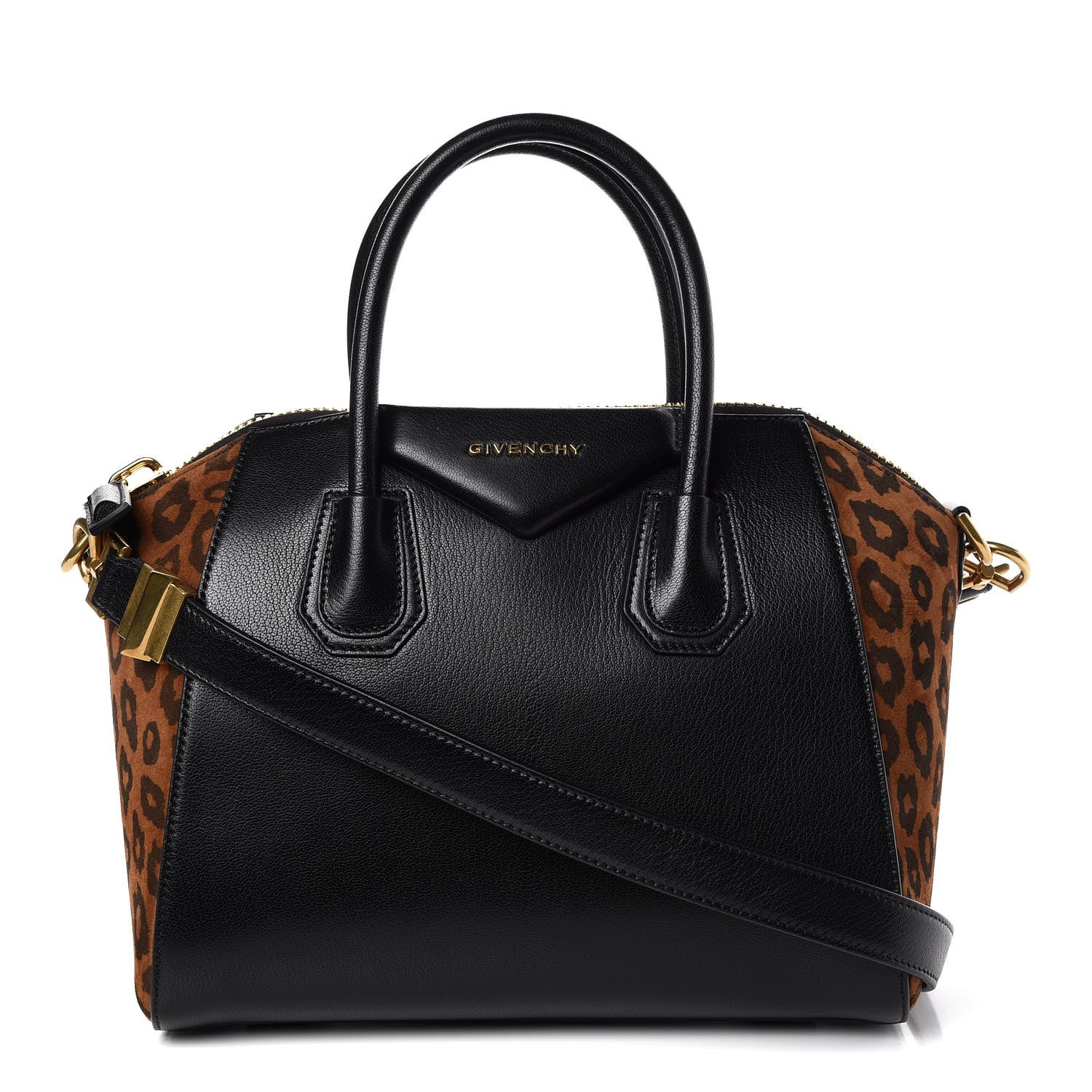 Givenchy Calfskin Suede Leopard Print Small Antigona Black 1 of 10