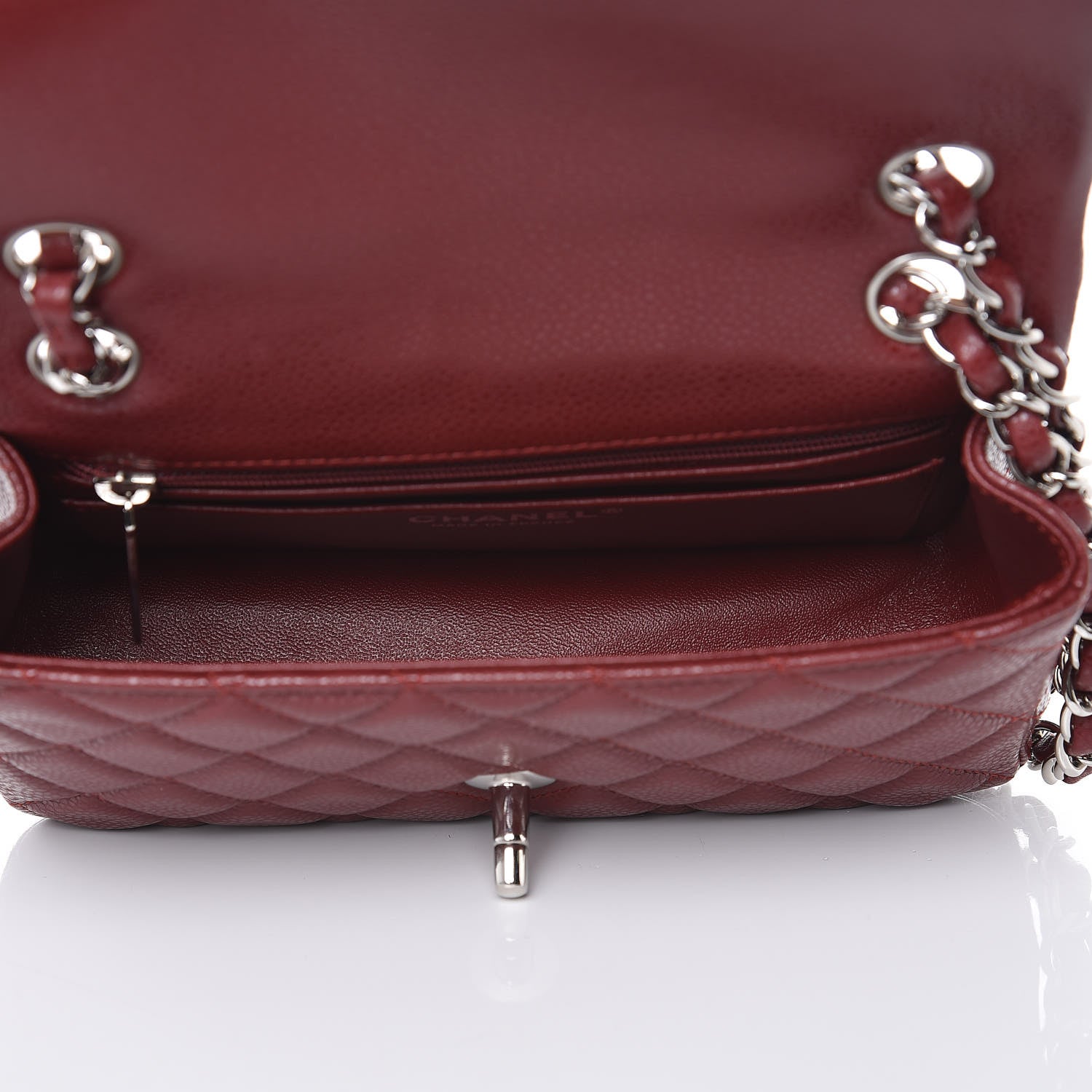 Chanel Caviar Quilted Mini Rectangular Flap Dark Red 5 of 8