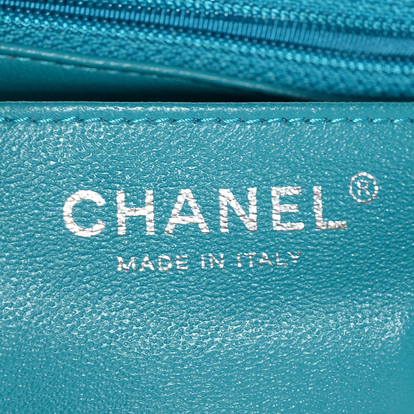 Patent Quilted Mini Square Flap Turquoise