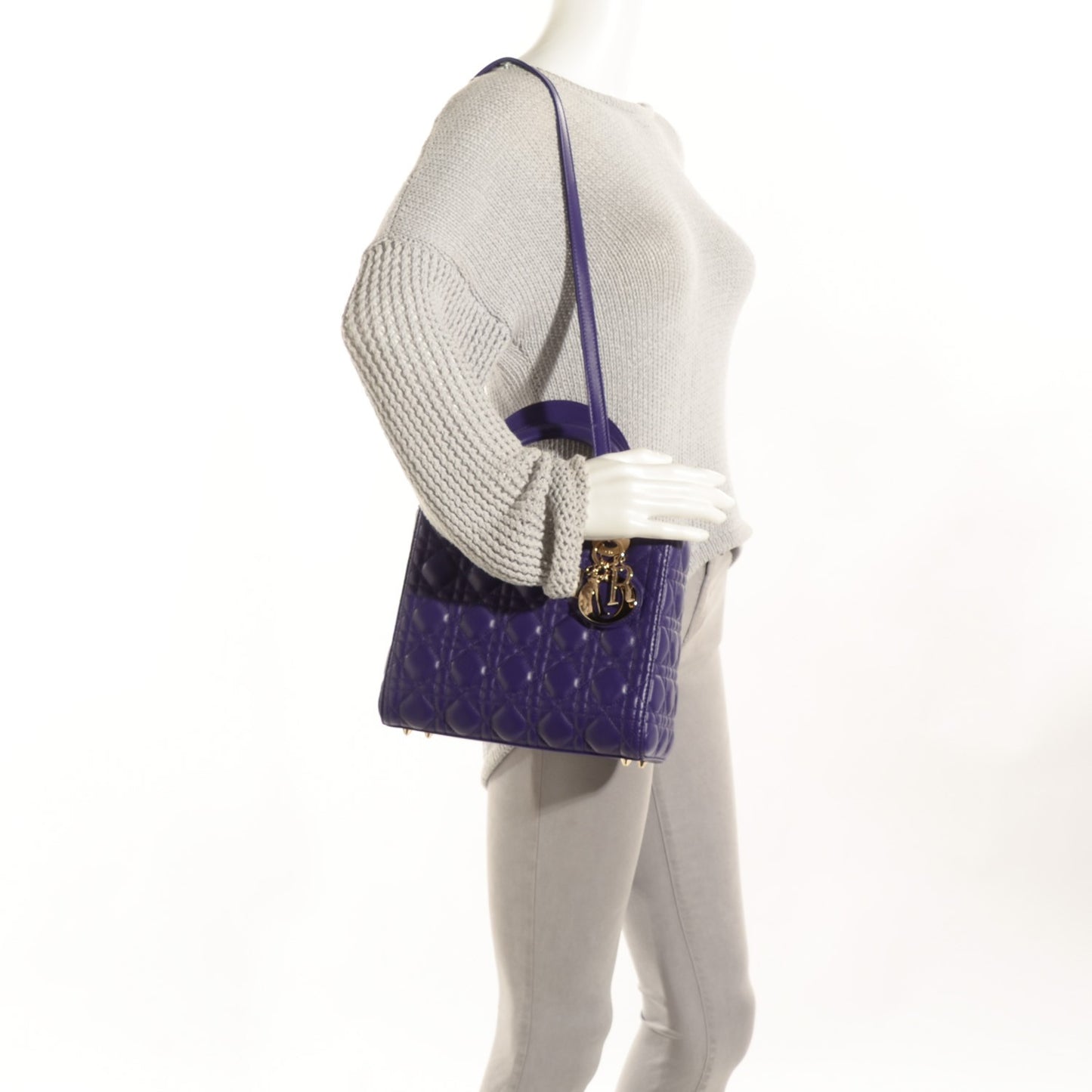 Lambskin Cannage Medium Lady Dior Purple