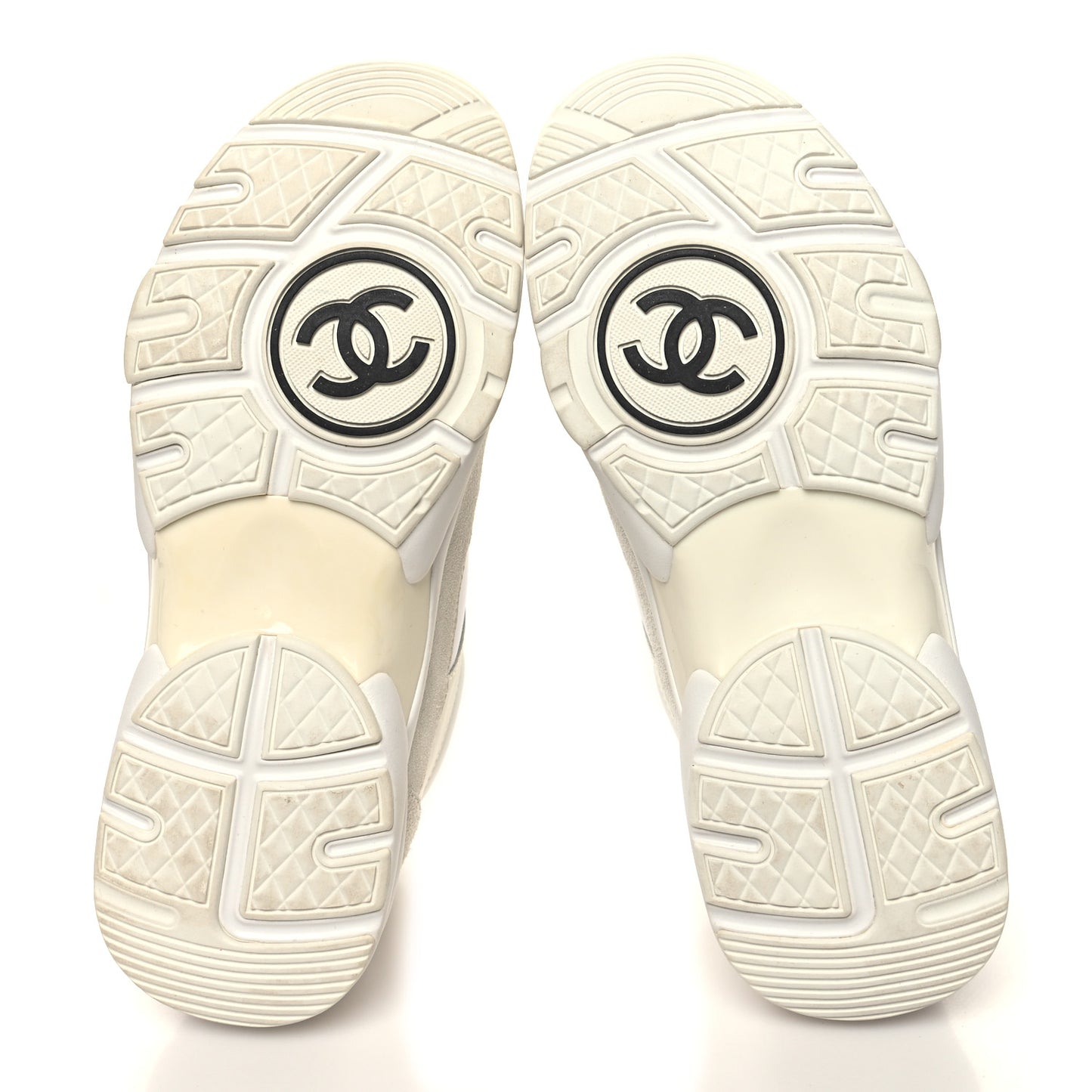 Suede Calfskin Fabric CC Sneakers 36.5 White