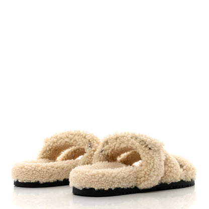 Hermes Woolskin Womens Chypre Sandals 36.5 Ecru 4 of 9