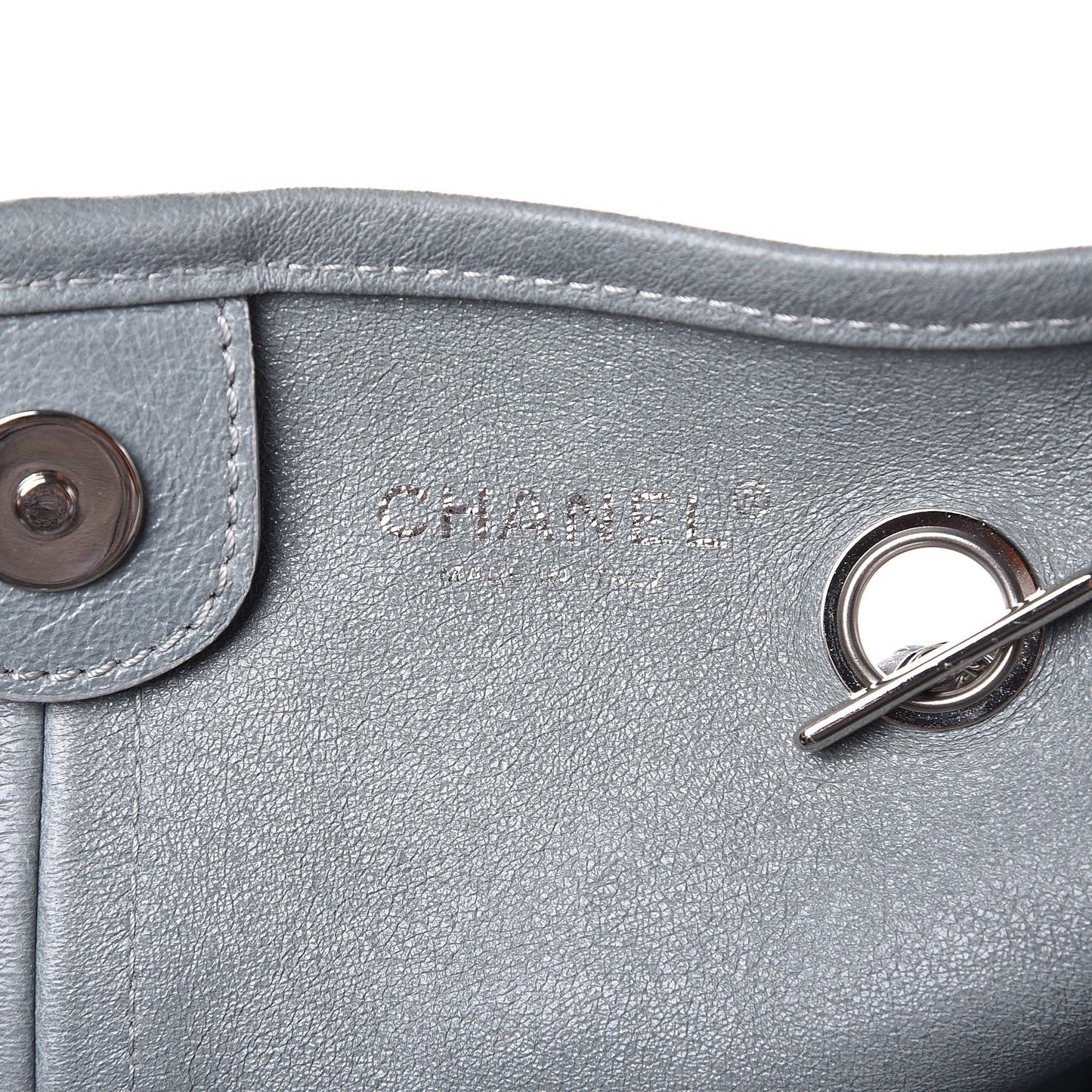Iridescent Caviar Camellia Flower Shopping Tote Grey