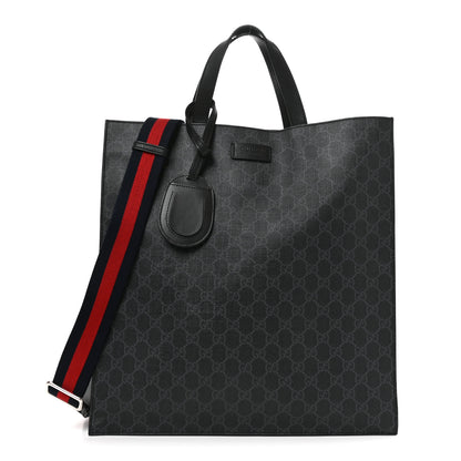 Gucci Soft GG Supreme Monogram Appia Calfskin Web Vertical Tote Black 1 of 9