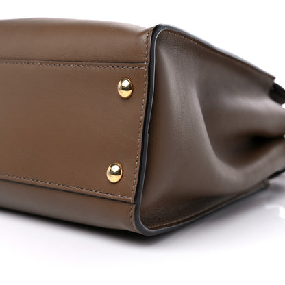 Fendi Vitello Seta Fabric Jacquard Pequin Medium Peekaboo Iconic Satchel Foresta Tobacco 9 of 9
