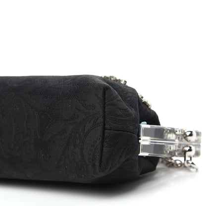 Dolce & Gabbana Satin Lace Crystal Embellished Plexis Glass Chain Clutch Black 7 of 9