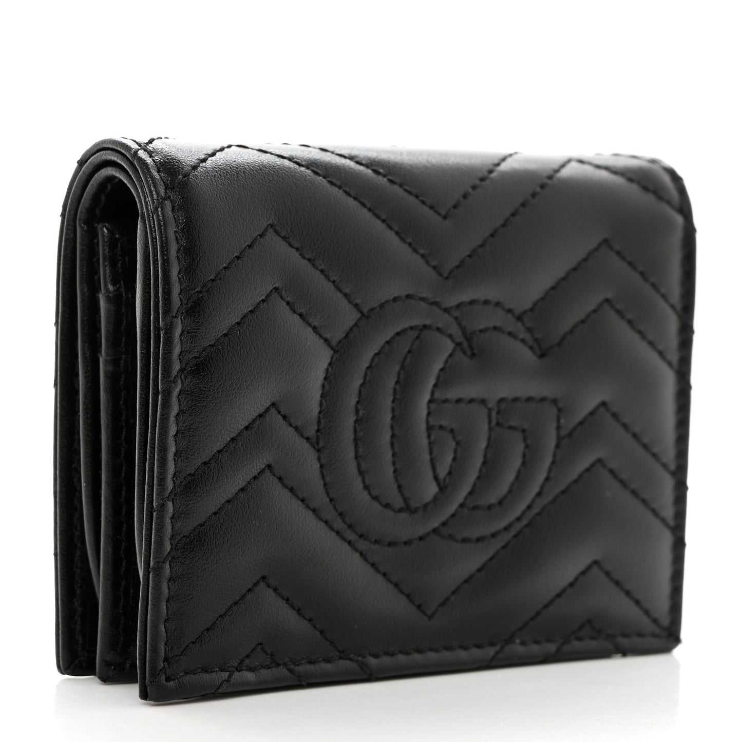 Calfskin Matelasse GG Marmont Card Case Wallet Black