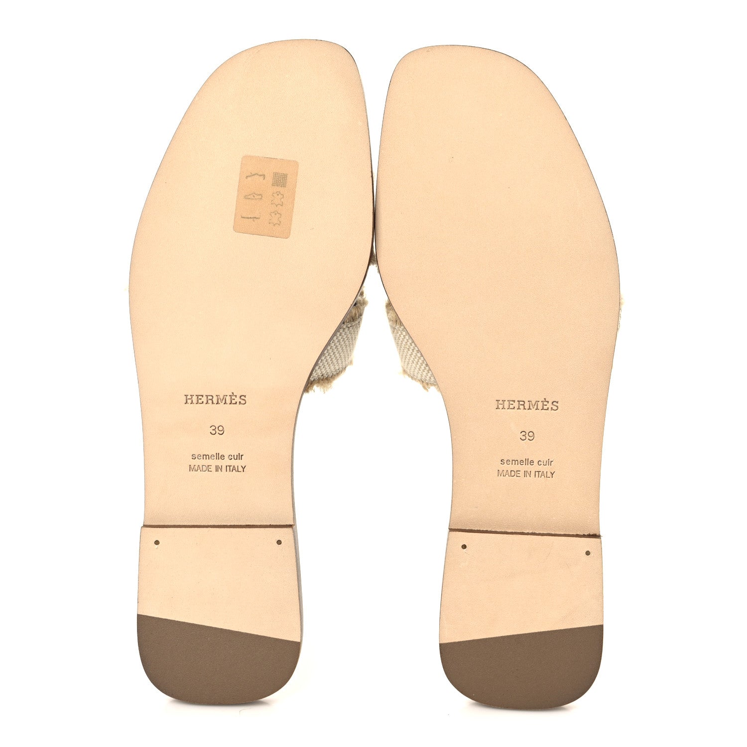 Hermes Linen Canvas Fringe Oran Sandals 39 Beige 1852813