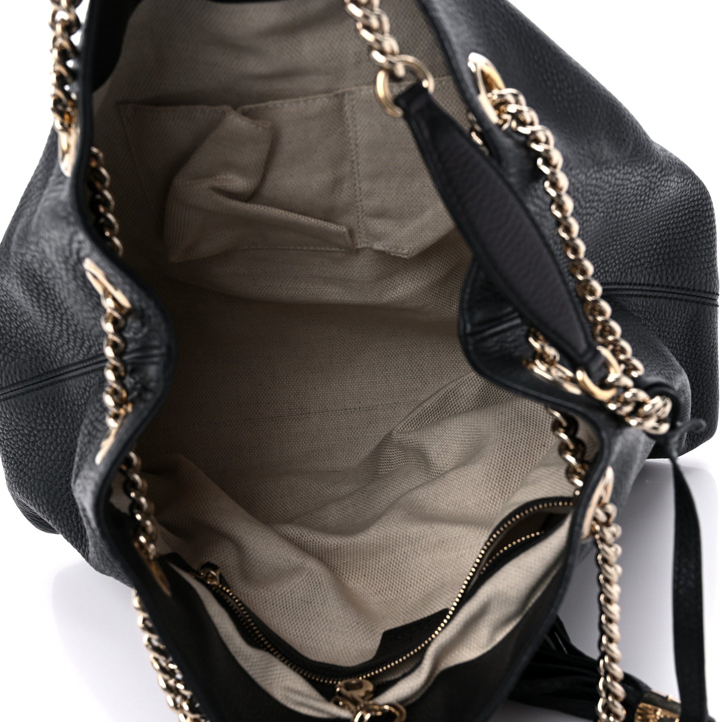 Pebbled Calfskin Medium Soho Chain Shoulder Bag Black