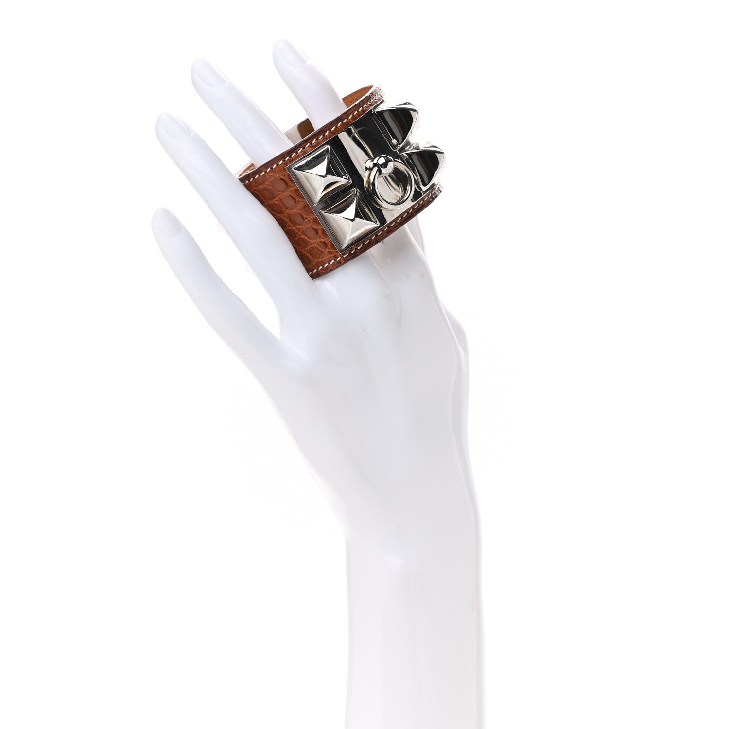Hermes Shiny Alligator Collier De Chien CDC Bracelet Fauve 2 of 8