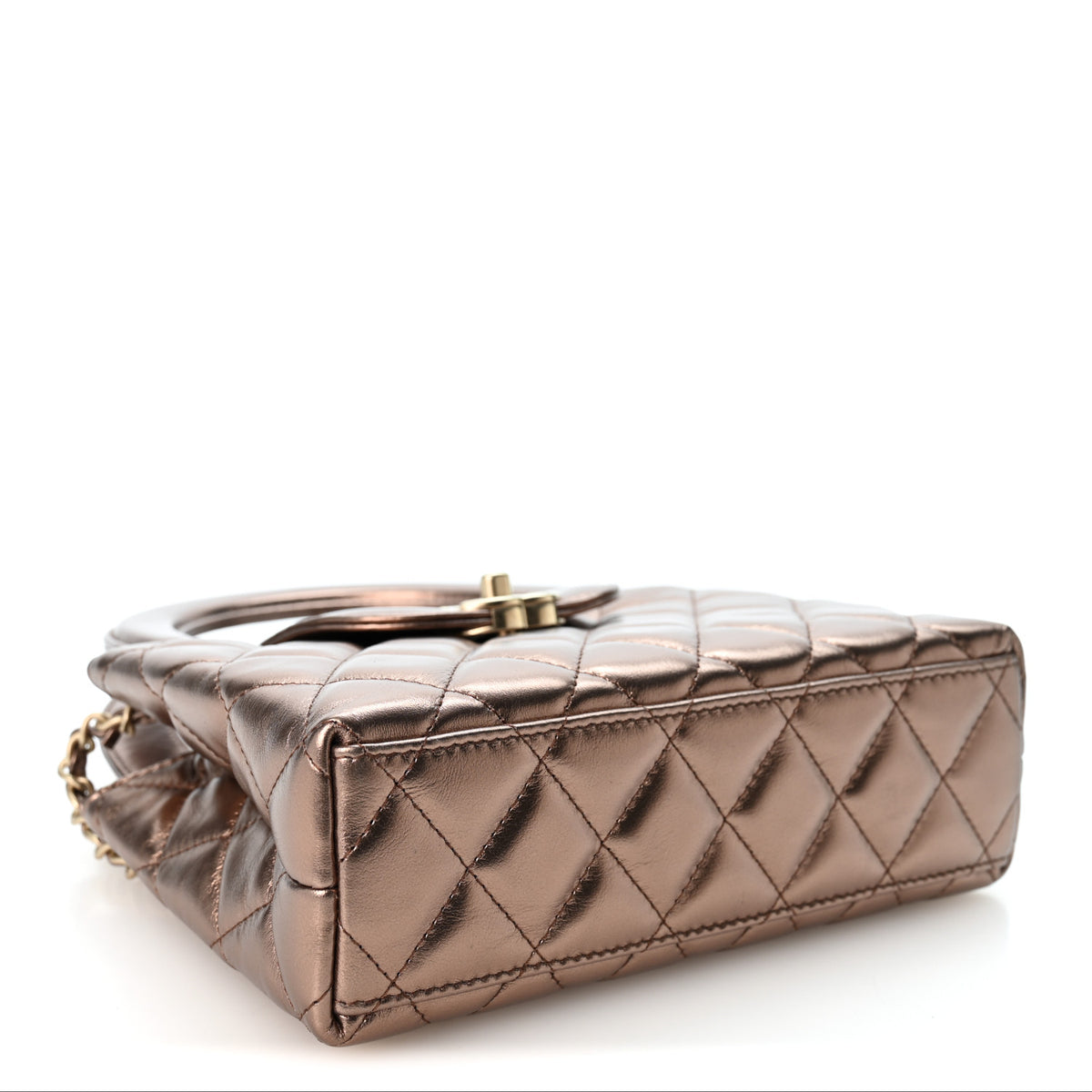 Chanel Metallic Aged Calfskin Quilted Nano Kelly Shopper Bronze 4 of 10