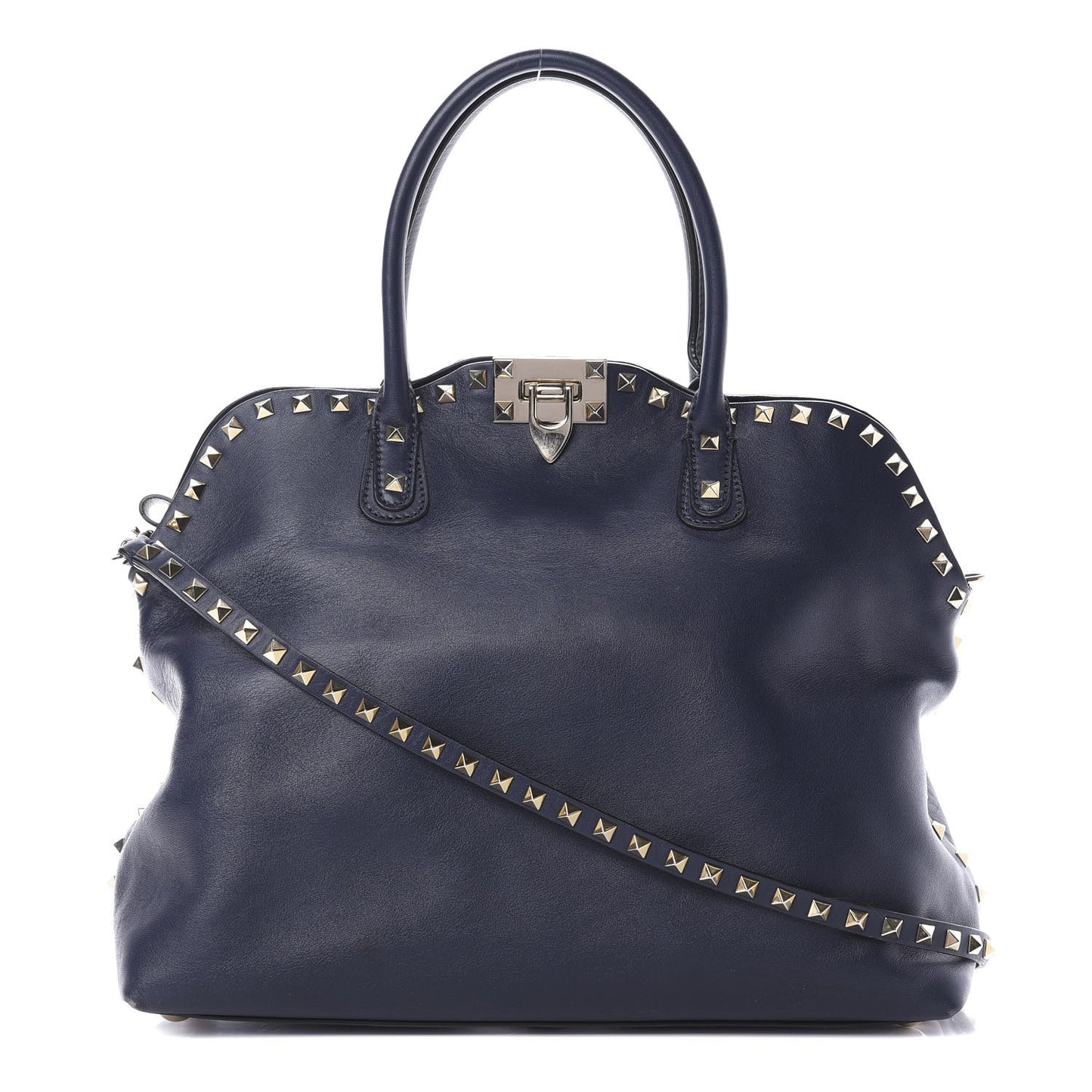 Vitello Rockstud Dome Satchel Marine