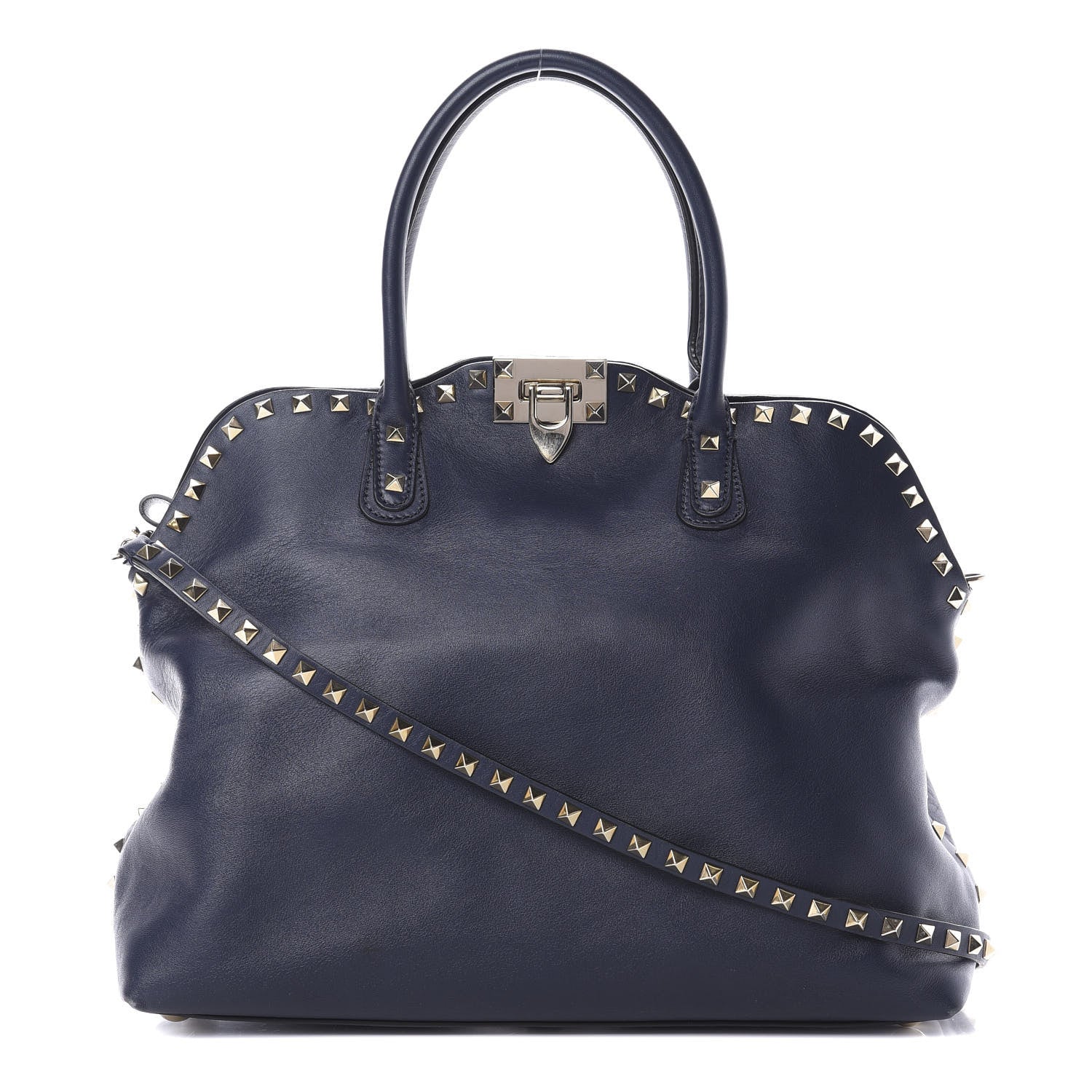 Valentino Garavani Vitello Rockstud Dome Satchel Marine 1 of 14