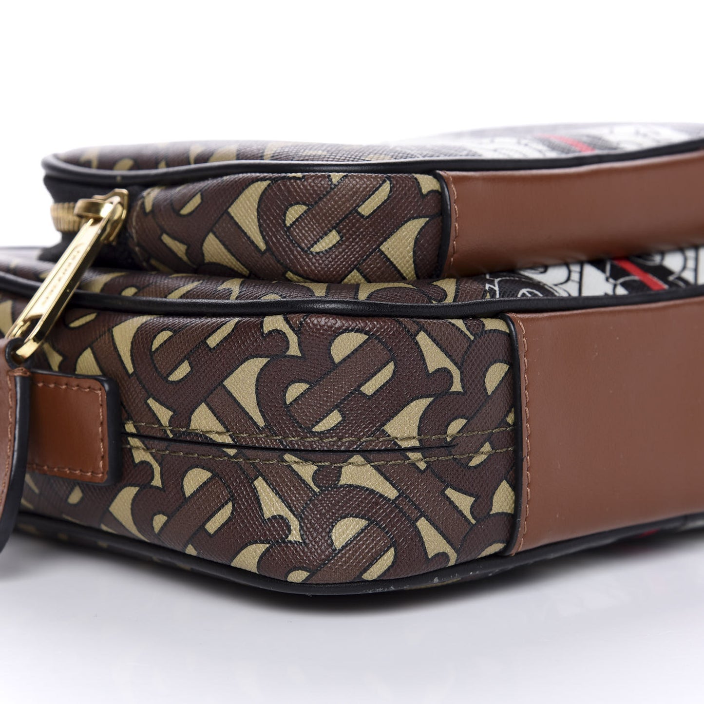 E-Canvas Monogram Stripe Camera Bag Bridle Brown