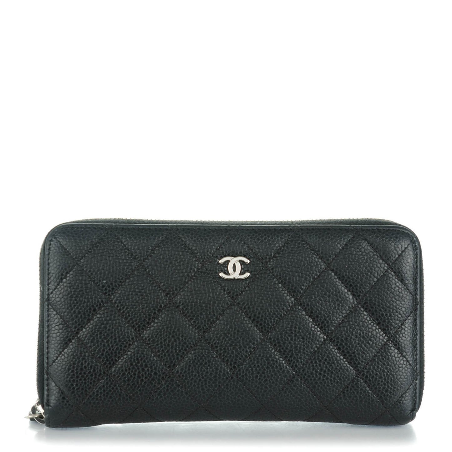 Caviar Quilted Large Gusset Zip Around Wallet Black