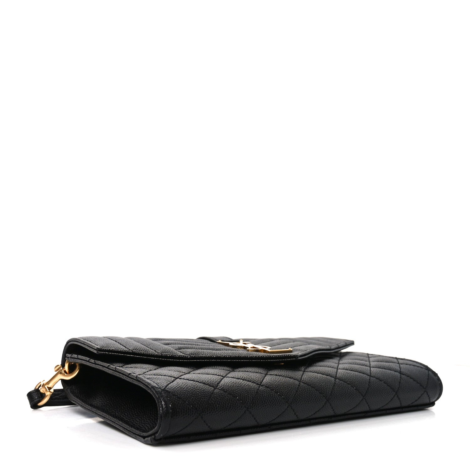 Saint Laurent Grain De Poudre Textured Mixed Matelasse Triquilt Monogram Clutch Black 4 of 10