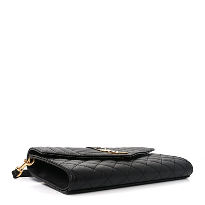 Saint Laurent Grain De Poudre Textured Mixed Matelasse Triquilt Monogram Clutch Black 4 of 10