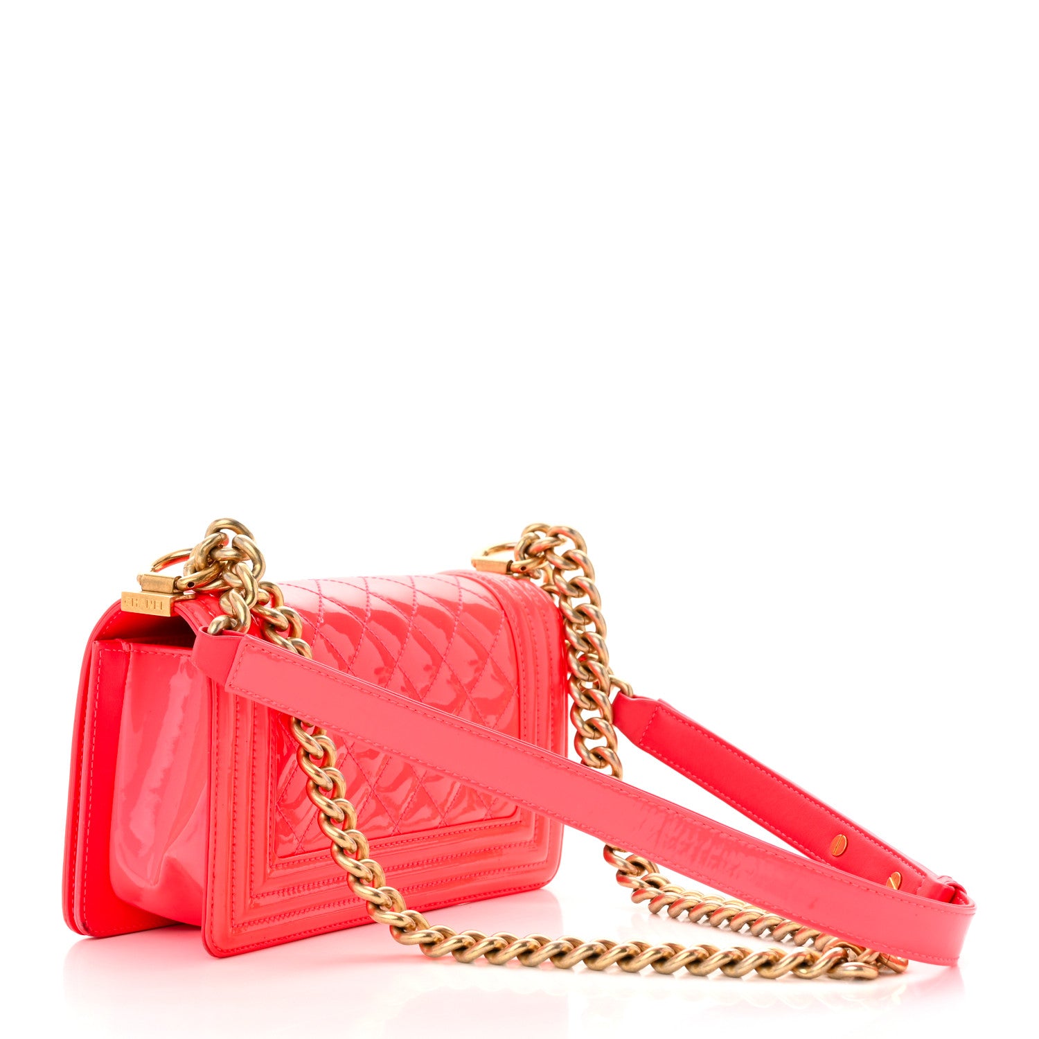 Chanel Patent Calfskin Quilted Small Boy Flap Pink 3 of 14