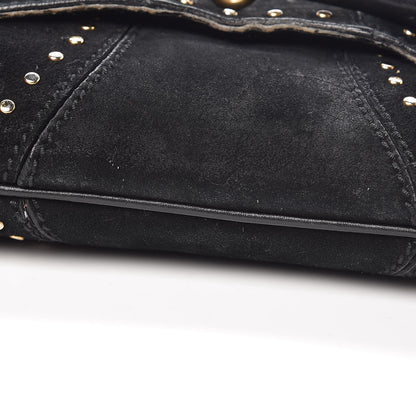 Gucci Suede Studded Horsebit Clutch Bag Black 16 of 24